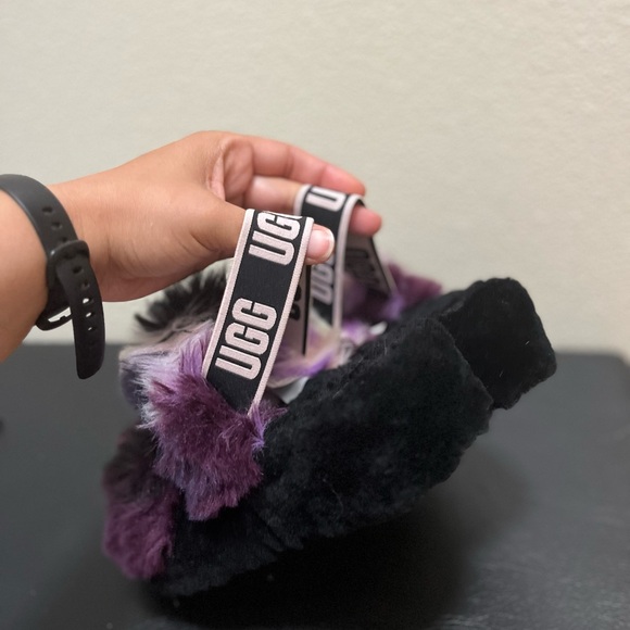 •UGG• Oh Yeah Tie Dye Fluffy Slippers Strap Sling Back Indoors Outdoors - Picture 3 of 9